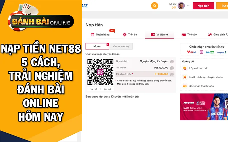 Nạp tiền Net88 5 cách